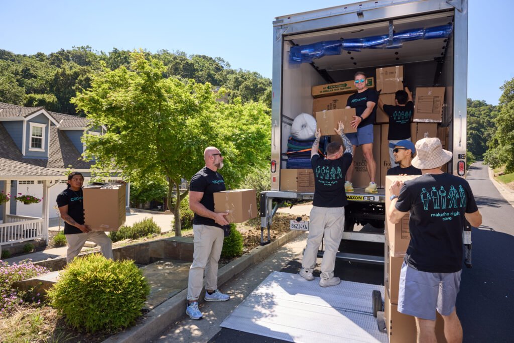 CEO Moving crew loading boxes into a truck for a California to Texas move
